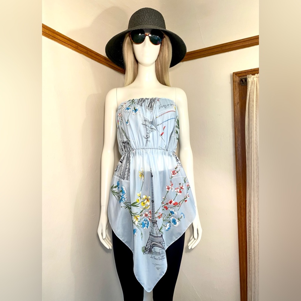 VINTAGE Paris Scarf Blouse - Sz Sm
